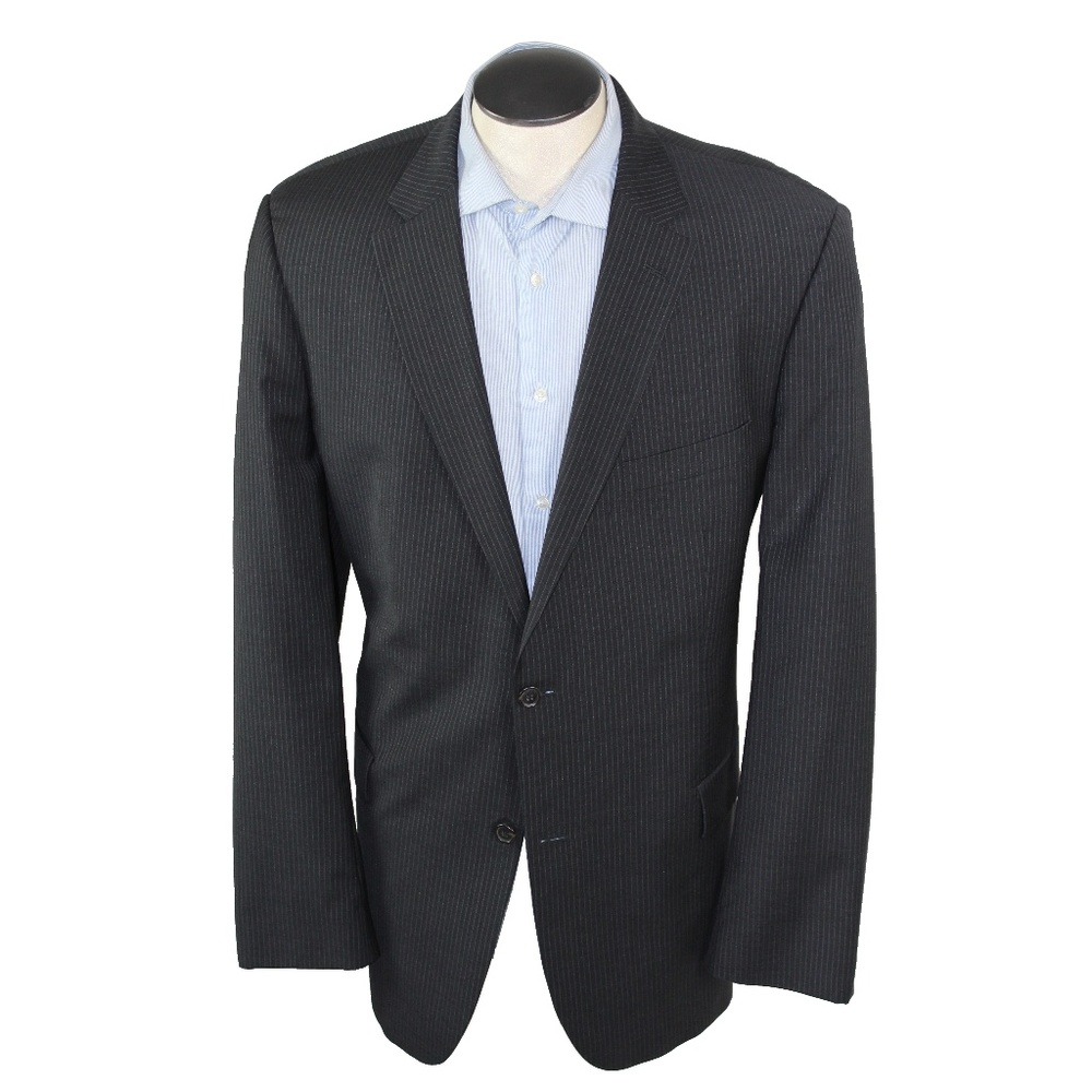 HUGO BOSS wool charcoal pinstripe 2 piece suit 48L